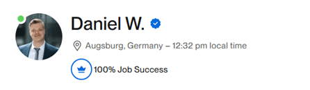 UpWork Profil Daniel Wörle 100% Jub Success